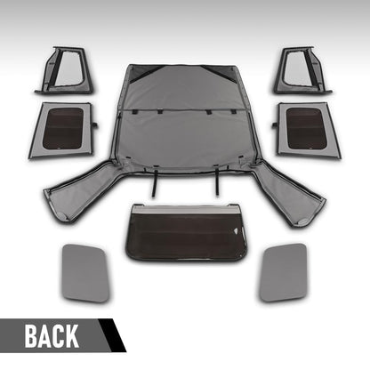 G-PLUS Soft Top Sailcloth Black W/Plastic Windows Compatible with Jeep Wrangler 1987-1995 with Factory Squared Style Upper Doors 9870215, 9870217 Black