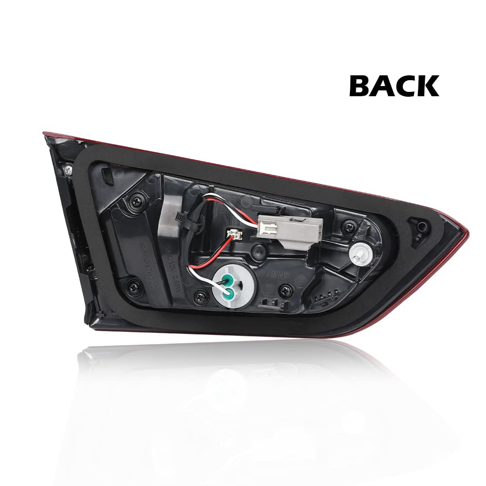 G-PLUS Inner LED Tail Light, Compatible with Chevy Malibu 2019 2020 2021 Passenger Side RH Tail Lamp Red Lens Chrome Housing 84595946 84595945