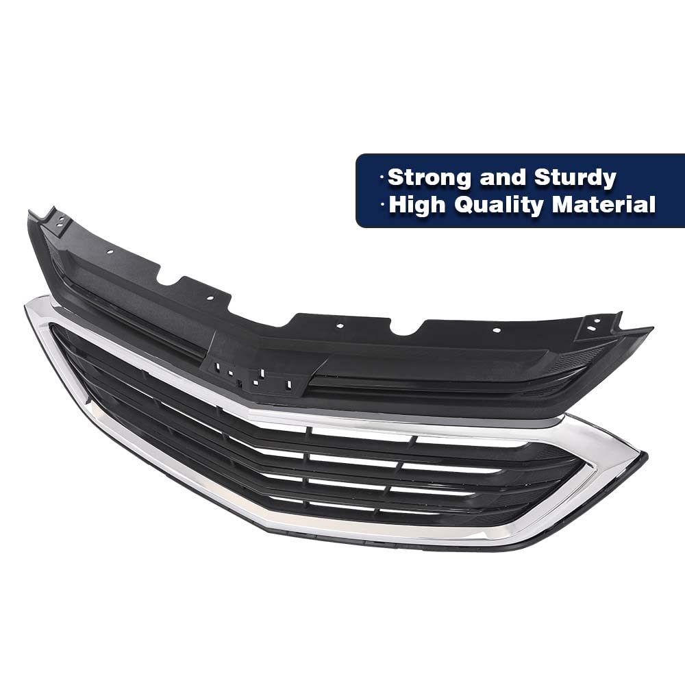 G-PLUS Front Bumper Upper Grille Grill, Compatible with Chevy Equinox 2018 2019 2020, Black & Chrome