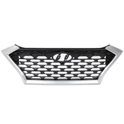G-PLUS Front Upper Bumper Grille Chrome Gray & Black w/Black accents Compatible with Hyundai Tucson 2019 2020 2021 (For Models without Front Camera) HY1200225 86350D3500 86350-D3500