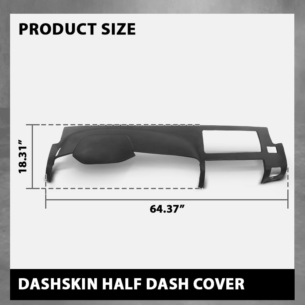 G-PLUS TPE Half Dash Board Cover w/Adhesive Compatible with Chevy Silverado LS LT WT/GMC Sierra SL SLE (NOT Fit LTZ/Denali/SLT) 2007-2013 Dual Glovebox Style Dashboard Black