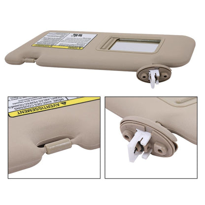 G-PLUS Left Driver Side Sun Visor Beige w/Vanity Light Compatible with Toyota Highlander 2008-2013 743200E050E0, 743200E051E0, 7432048180E1