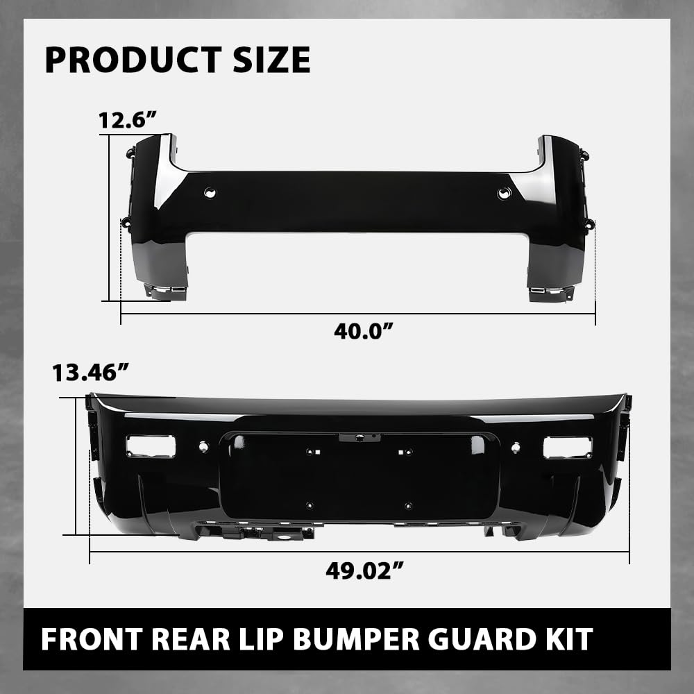 G-PLUS Front Rear Bumper Cover Guard Skid Lip Kit Compatible with Rover Defender 90 110 130 2020 2021 2022 2023 2024, Black