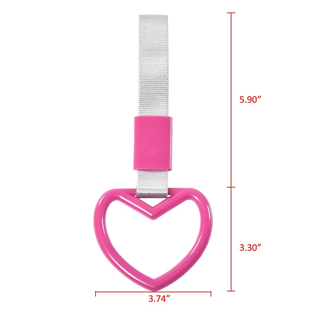 G-PLUS JDM Tsurikawa Ring Heart Subway Train Bus Car Handle Hand Straps Drift Charm,Rear Bumper Warning Ring (Pink)