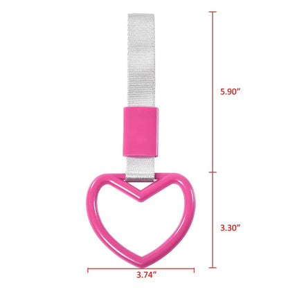 G-PLUS JDM Tsurikawa Ring Heart Subway Train Bus Car Handle Hand Straps Drift Charm,Rear Bumper Warning Ring (Pink)