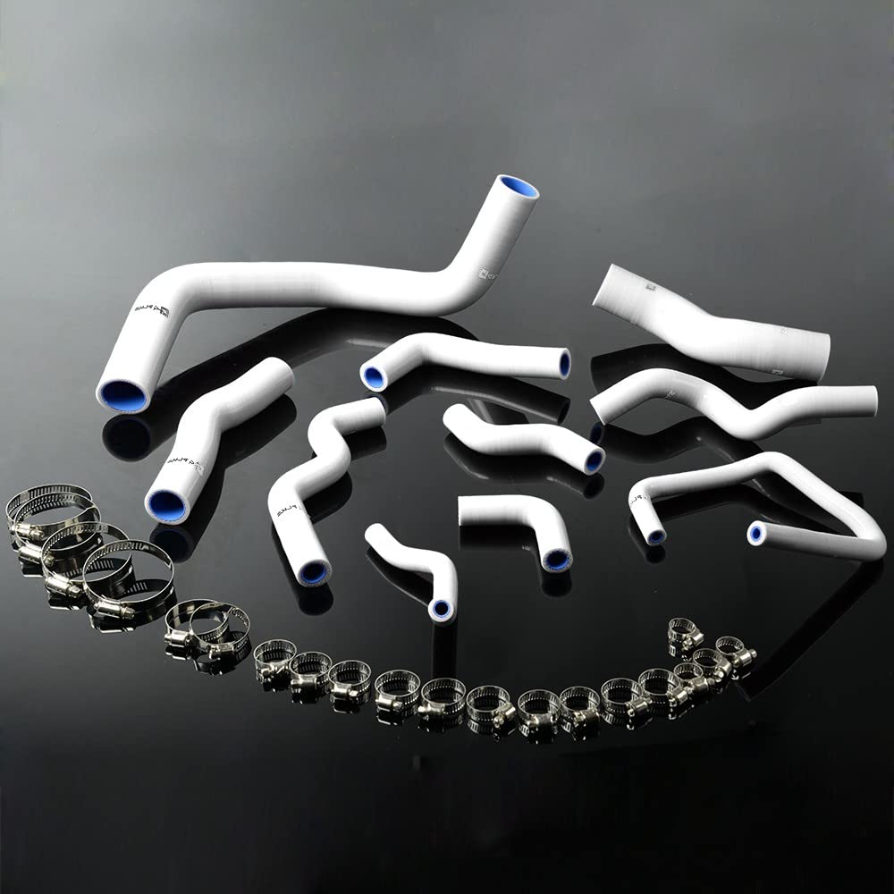 G-PLUS Silicone Radiator Hose Kit Compatible With Nissan Silvia 200SX 240SX S13 S14 S15 SR20DET,White