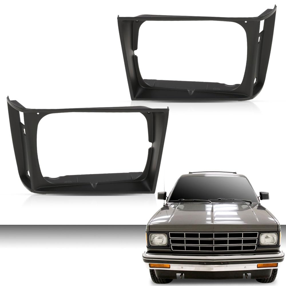 G-PLUS Headlight Door Set with Corner Light Hole Compatible with Chevy S10 Base 1982-1990/Fit GMC S15 Base Jimmy Sierra Grande 1982-1990 15653682 15653681 GM2513127 GM2512127