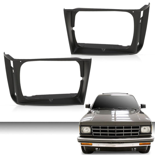 G-PLUS Headlight Door Set with Corner Light Hole Compatible with Chevy S10 Base 1982-1990/Fit GMC S15 Base Jimmy Sierra Grande 1982-1990 15653682 15653681 GM2513127 GM2512127
