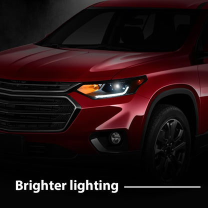 G-PLUS Headlight Lamps w/LED DRL & Marker Light w/o D3S HID Bulb Compatible with Chevy Traverse 2018-2021 Driver Left 84721414 Clear Lens Chrome Housing Bumper Headlamps,faros delanteros