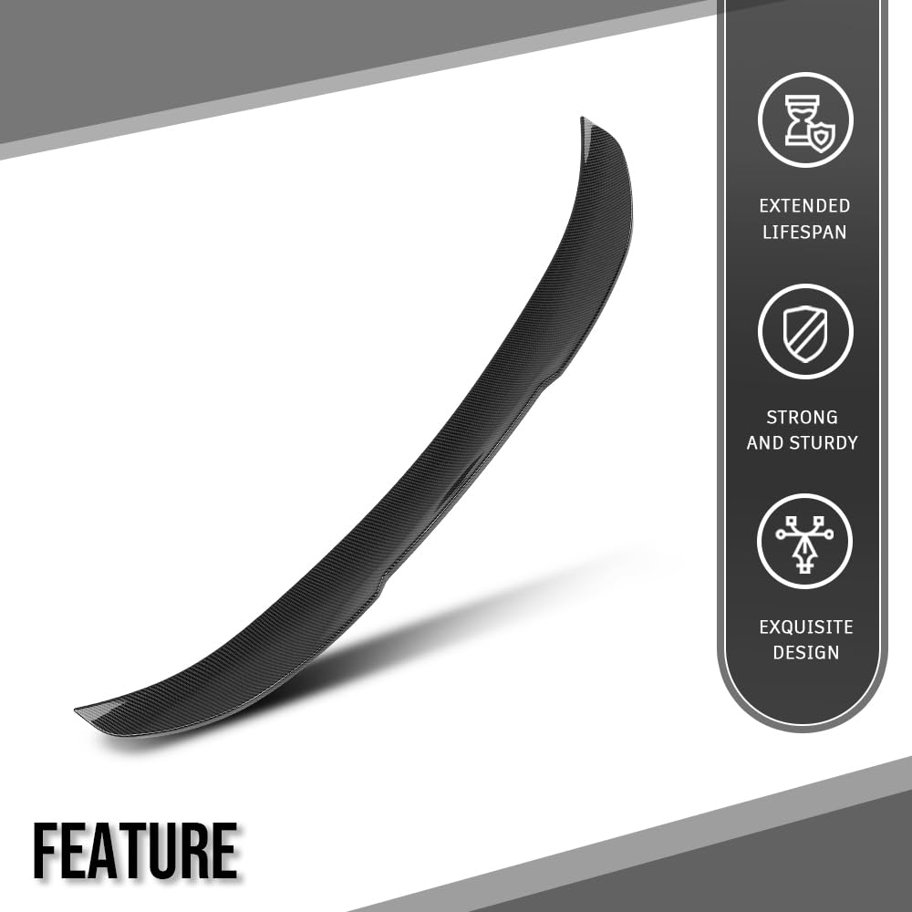 G-PLUS Rear Trunk Spoiler Wing Compatible with BMW E90 3 Series 4-Door Sedan Model 2006-2011 Not Fit 2-Door Convertible/2-Door Coupe/Wagon Models Rear Spoiler Trunk Carbon Fiber Black