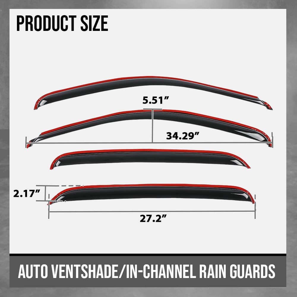G-PLUS 4PCS in-Channel Window Visors Sun Rain Guards Side Wind Deflector Compatible with Chevy Silverado GMC Sierra 1500 Crew Cab Only/Chevy Avalanche 2007-2013 Smoke