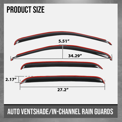 G-PLUS 4PCS in-Channel Window Visors Sun Rain Guards Side Wind Deflector Compatible with Chevy Silverado GMC Sierra 1500 Crew Cab Only/Chevy Avalanche 2007-2013 Smoke