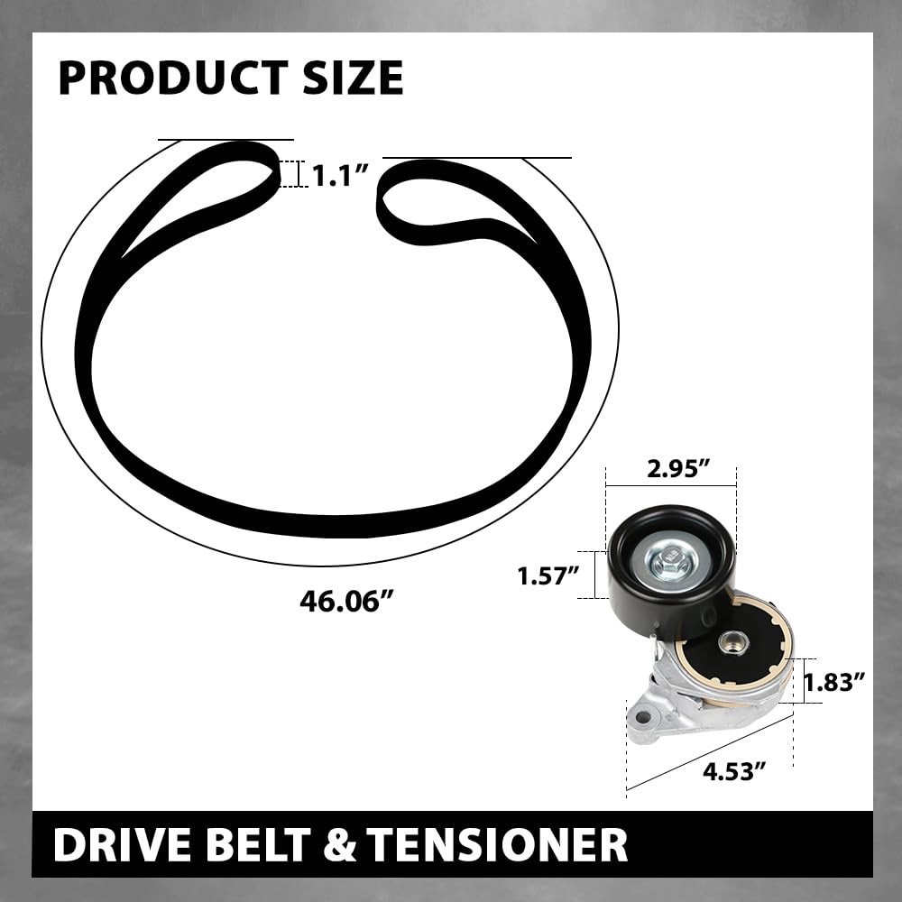 G-PLUS Engine Drive Belt & Tensioner Compatible with Toyota Tundra 5.7L 2007-2017 166200S012 & 9091602759