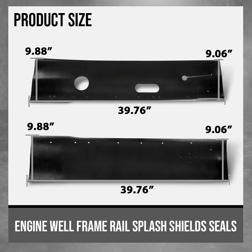 G-PLUS Engine Well Frame Rail Splash Shields Seals Compatible with Dodge Trucks D Series 2WD 1972-1981 Black
