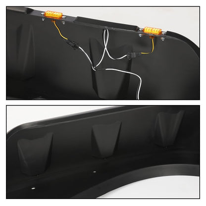 G-PLUS Fender Flares w/LED Side Maker, Compatible with Jeep JK Wrangler 2/4 Door Model 2007-2018, Unlimited, Rubicon Unlimited, Smooth Pocket Riveted 4 PCS Wheel Flares