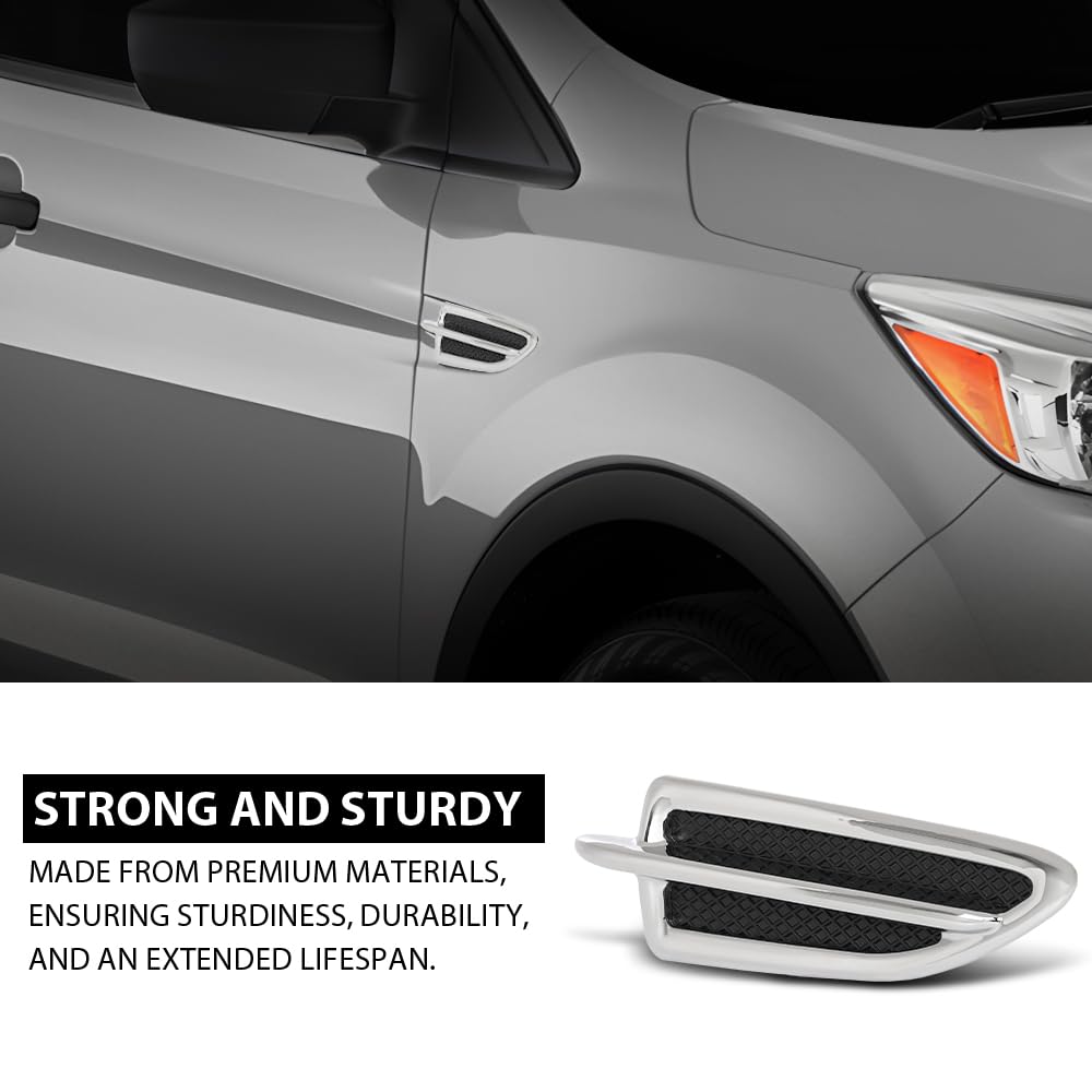 G-PLUS Right Fender Vent Insert Chrome Molding Trim, Compatible with Ford Escape 2013-2015, Passenger Side, FO1267100, CJ5Z16228AB