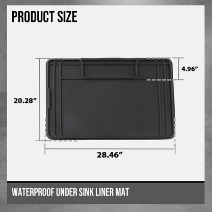 G-PLUS Waterproof Under Sink Liner Mat for Kitchen Bathroom – 28" x 19" TPE - Durable, Flexible Tray – Home Undersink Organizer Must Haves, Black