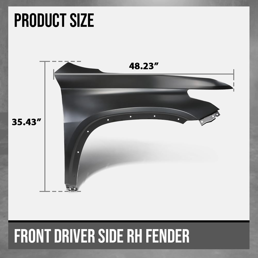 G-PLUS Front Right Fender Panel Compatible with Chevy Traverse L 2018-2021 / True North 2019-2023 Fit Chevy Traverse 2018-2023 84679032, GM1241409 Black