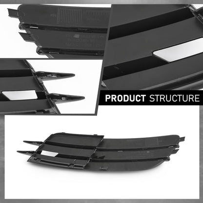 G-PLUS Pair Front Bumper Fog Light Grill Cover, Compatible with Audi A6/ A6 Quattro 2012 2013 2014 2015, Left Driver & Right Passenger Side 2PCS, 4G0807681, 4G0807682