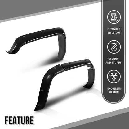 G-PLUS 80mm Fiberglass FRP Fender Flares (8 PCS) & Mud Flaps (4 PCS) Compatible with Hummer H3 Black