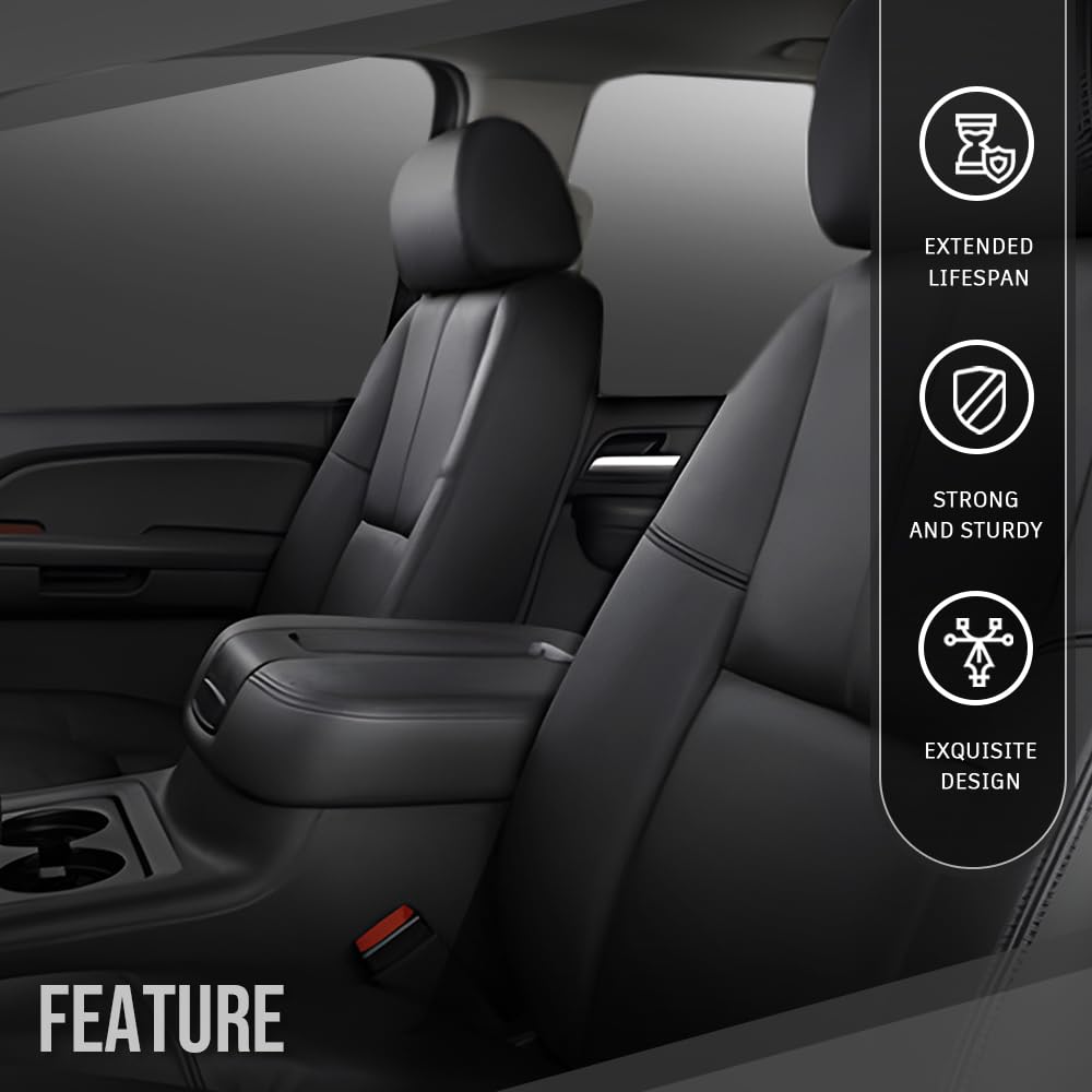 G-PLUS Seat Cover Compatible with Chevy Silverado/GMC Sierra 1500 2500HD 3500HD 2007 2008 2009 2010 2011 2012 2013 Black