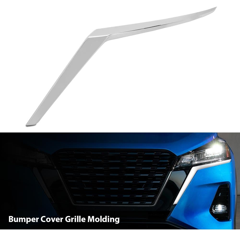 G-PLUS Front Left Side Bumper Cover Molding Chrome Trim 1pc Silver Compatible with Nissan Kicks 2021-2023 (For S And SV Models) NI1046111, 191275878064, 620755R00A