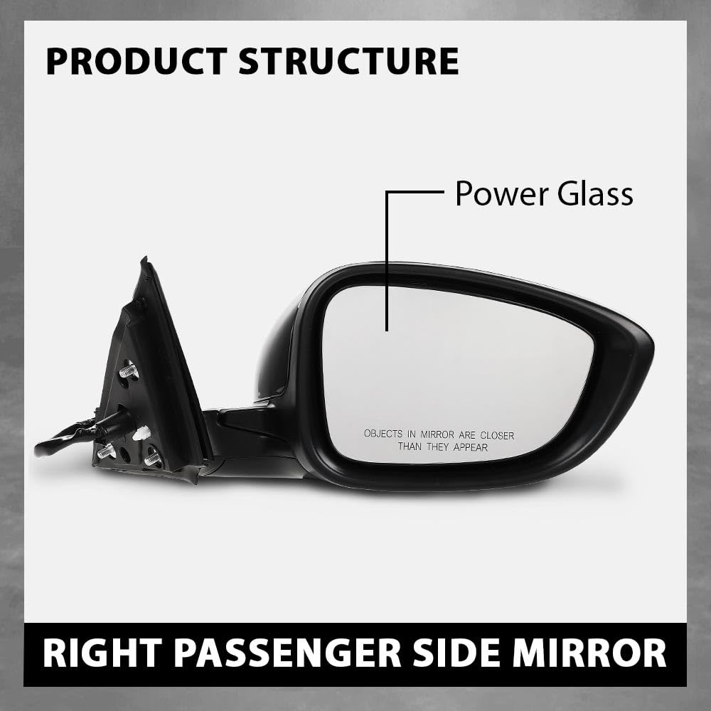 G-PLUS Power Mirror Right Passenger Side Compatible with Honda Accord Sedan 2018-2022 1.5L 76208TVAA02 76201TVAA01ZJ HO1321328 Glossy Black 3-Pin Manual Folding