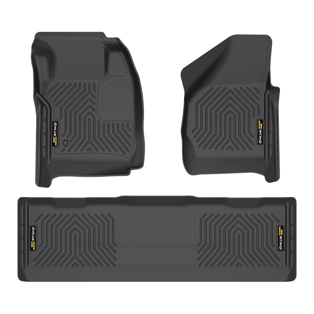 Floor Mats Fit Ford F250 F350 F450 Crew Cab 2008-2010 Without Manual Shifter (Footwell Coverage) All Weather Full Cover Protection TPE Car Floor Cargo Liners, Black,alfombras para carro