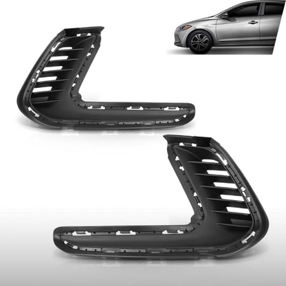 G-PLUS Pair Front Bumper Fog Lamp Cap Cover Compatible with Hyundai Elantra Sedan 2017-2018 86563F2000, 86564F2000 Black