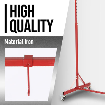 G-PLUS 5ft-7ft Adjustable Paint Stand Automotive Painting Rack 8 Hooks w/ 4 Swiveling Wheels Auto Body Stand for Painting Drying Rack Red