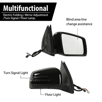 G-PLUS Rear View Mirror w/o Blind Spot Right Side Glossy Black Compatible with Benz GLE (W166)/GLS (X166) 2015-2019,Fit Benz GL (X166) 2012-2019,Fit Benz M (W166) 2012-2016 1668108300 1668108500