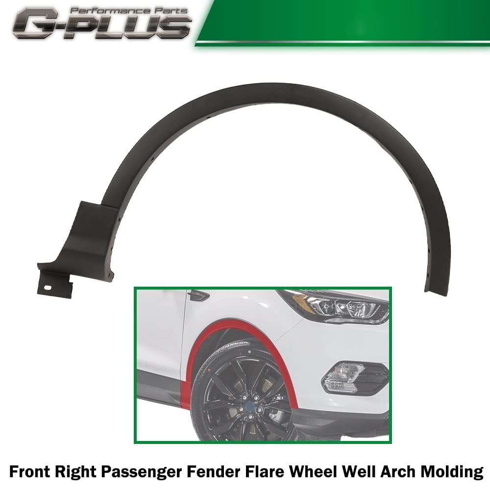 G-PLUS Front Right Fender Flare Compatible with Ford Escape 2013 2014 2015 2016 2017, Wheel Well Arch Opening Molding, CJ5Z-16268-AB, Factory Style