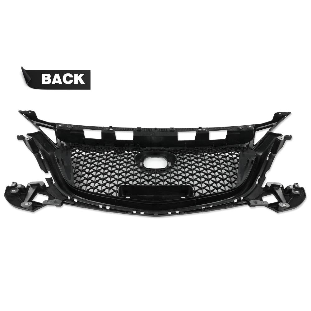 G-PLUS Front Bumper Upper Grille Compatible with Mazda 3 Axela 2017-2018 Honeycomb Mesh Grill ABS Painted Glossy Black