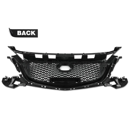 G-PLUS Front Bumper Upper Grille Compatible with Mazda 3 Axela 2017-2018 Honeycomb Mesh Grill ABS Painted Glossy Black