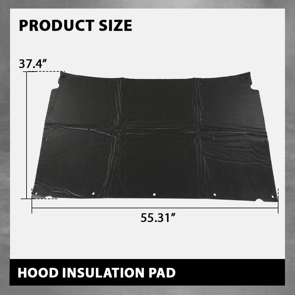 G-PLUS Hood Insulation Pad 1/2" Compatible with Chevy Caprice Impala 1991-1996 Black