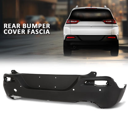G-PLUS Rear Bumper Cover Fascia, Compatible with Jeep Cherokee 2014-2018, Fit Models with Park Assist Sensor Holes, CH1100A03, 187-01816E