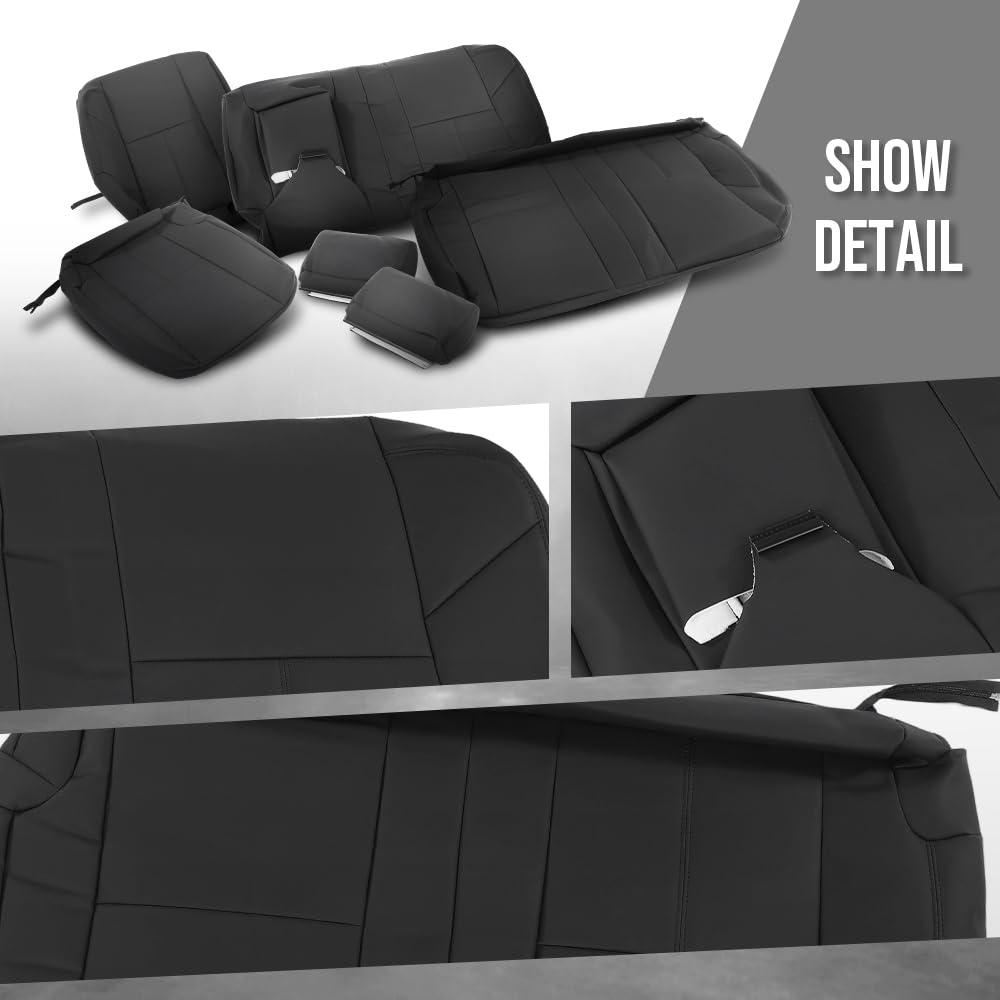 G-PLUS Seat Cover Compatible with Chevy Silverado/GMC Sierra 1500 2500HD 3500HD 2007 2008 2009 2010 2011 2012 2013 Black