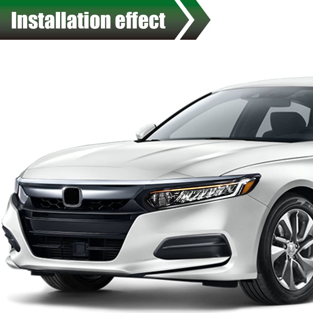 G-PLUS Headlights Assembly Compatible with 2018 2019 2020 Honda Accord Halogen High Beam Headlamps Chrome Signal Headlights (Black Passenger & Driver Side(Left+Right)), faros delanteros