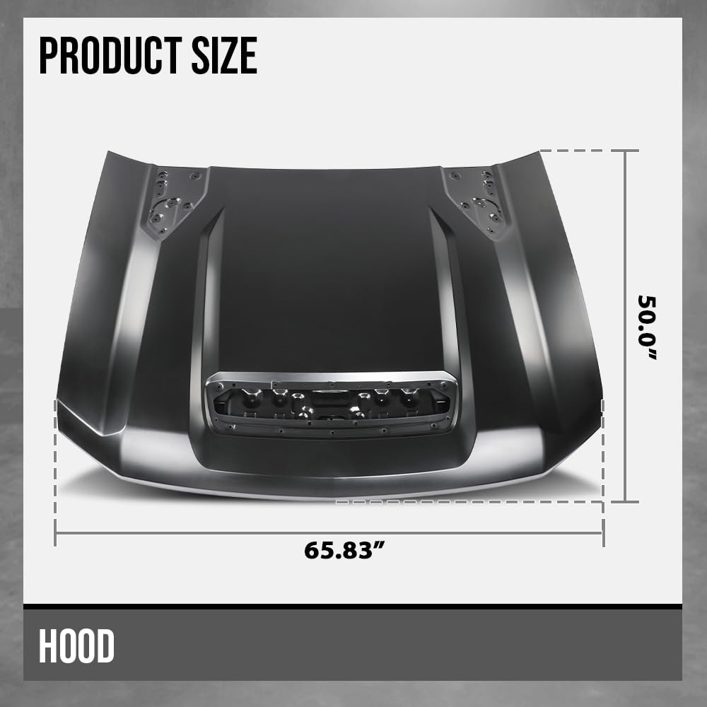 G-PLUS Front Hood Panel 1 Pc Iron Compatible with Chevy Silverado 2500HD 3500HD 2020 2021 2022 2023 2024 2025 GM1230488, 84830121 Black