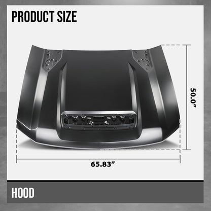 G-PLUS Front Hood Panel 1 Pc Iron Compatible with Chevy Silverado 2500HD 3500HD 2020 2021 2022 2023 2024 2025 GM1230488, 84830121 Black