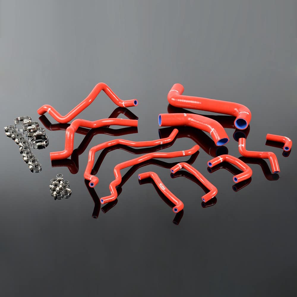G-PLUS Silicone Radiator Coolant Hose Kit Clamps Compatible With Subaru Impreza STI MK10 GRB GH 2008 2009 2010 2011 Red