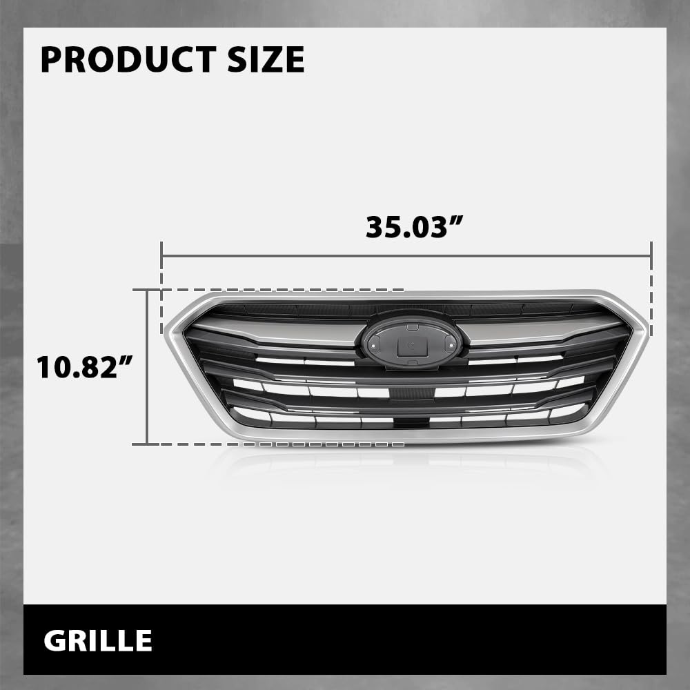 G-PLUS Front Bumper Grille Assembly, Compatible with Subaru Legacy 2018-2019, Light Gray, 91121AL18A, SU1200180 Light Gray