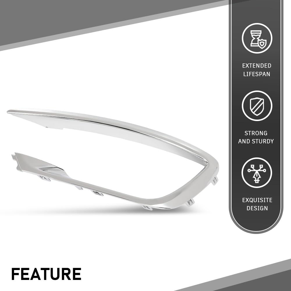 G-PLUS Front Left Bumper Grille Trim Molding Fog Light Trim Chrome, Compatible with Lincoln MKZ 2017-2020, Driver Side, HP5Z15266AB, FO1046105