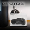 G-PLUS Clear Boxing Glove Display Case Acrylic Display case Fit for Full Size Boxing Glove Storage Box Dustproof UV Protection Cabinet with Carbon Fiber Skin Base and Removable Mirror Base