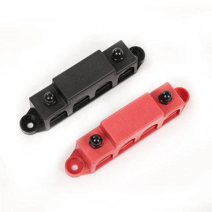 G-PLUS 4 Post Power Distribution Block Bus Bar with Cover, Busbar Power Battery Terminal Distribution Block 5/16" Posts 12V 250A, 4 Post Busbar Power Distribution Block Black & Red