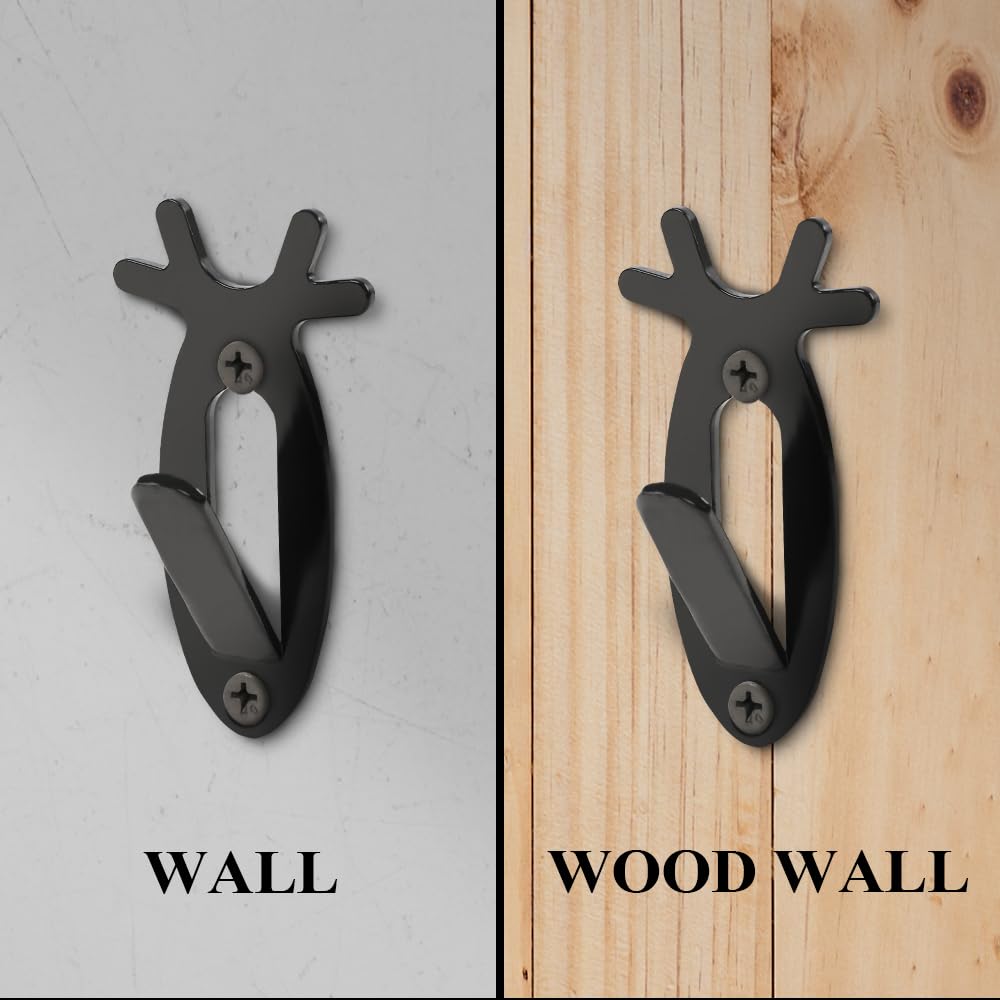 G-PLUS Wall Hanger Hook European Antler Style Wall Mount Bracket for Hanging Mounting Elk Deer Antelope Living Room Bedroom Home Decor 4PCS Black