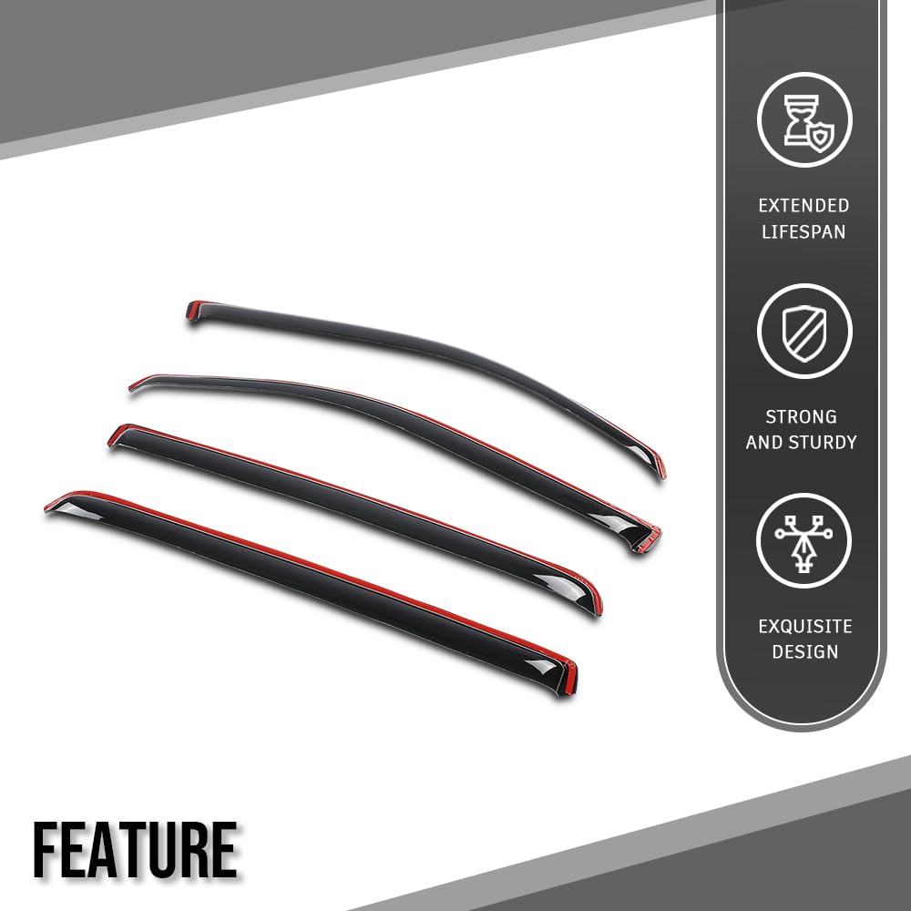 G-PLUS in-Channel Auto Vent Window Visor 4pcs Compatible with Dodge Ram 1500 Crew Cab 2019-2025 Not Fit Classic Body Style or Quad Cab in-Channel Rain Guards Smoke