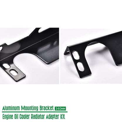 G-PLUS Universal Oil Cooler Radiator Adapter Kit Compatible With Universal 340MM Aluminum Engine Mounting Bracket Replacement (Long)