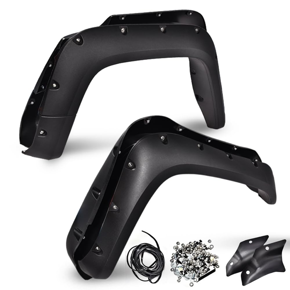 G-PLUS Pocket Riveted Fender Flares, Compatible With Toyota FJ Cruiser 2007-2014, Black Wheel Cover Protector Pickup Truck Accessories Trim Guards 4pcs (Textured Surface)