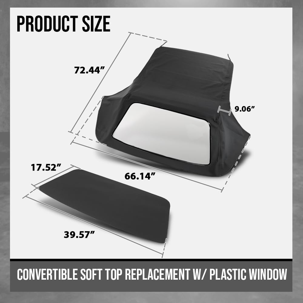 G-PLUS Convertible Soft Top Replacement & Clear Window Compatible with BMW 3-Series E30 Convertible 1986-1993 Black